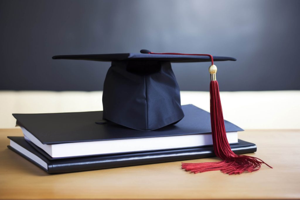 Czapka studenta na pracach dyplomowych