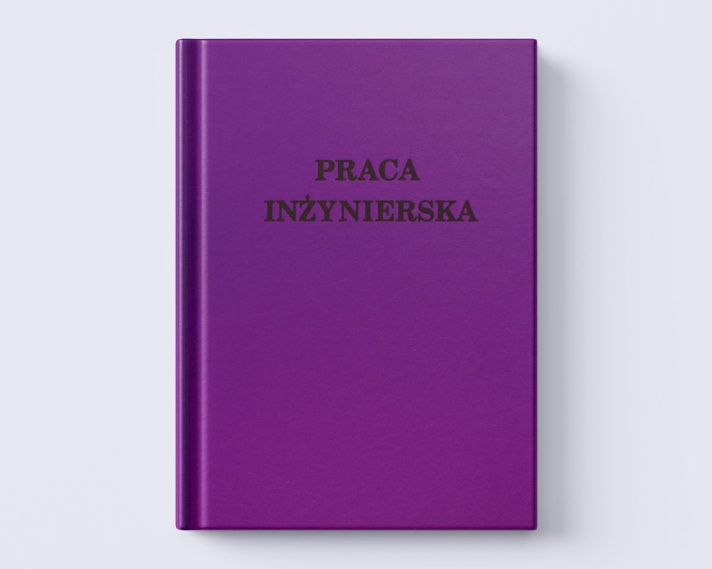 fioletowa oprawa prac dyplomowych front