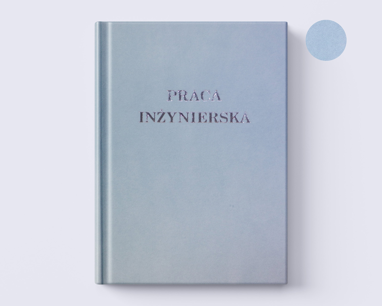 lazurowa zamszowa oprawa prac dyplomowych front