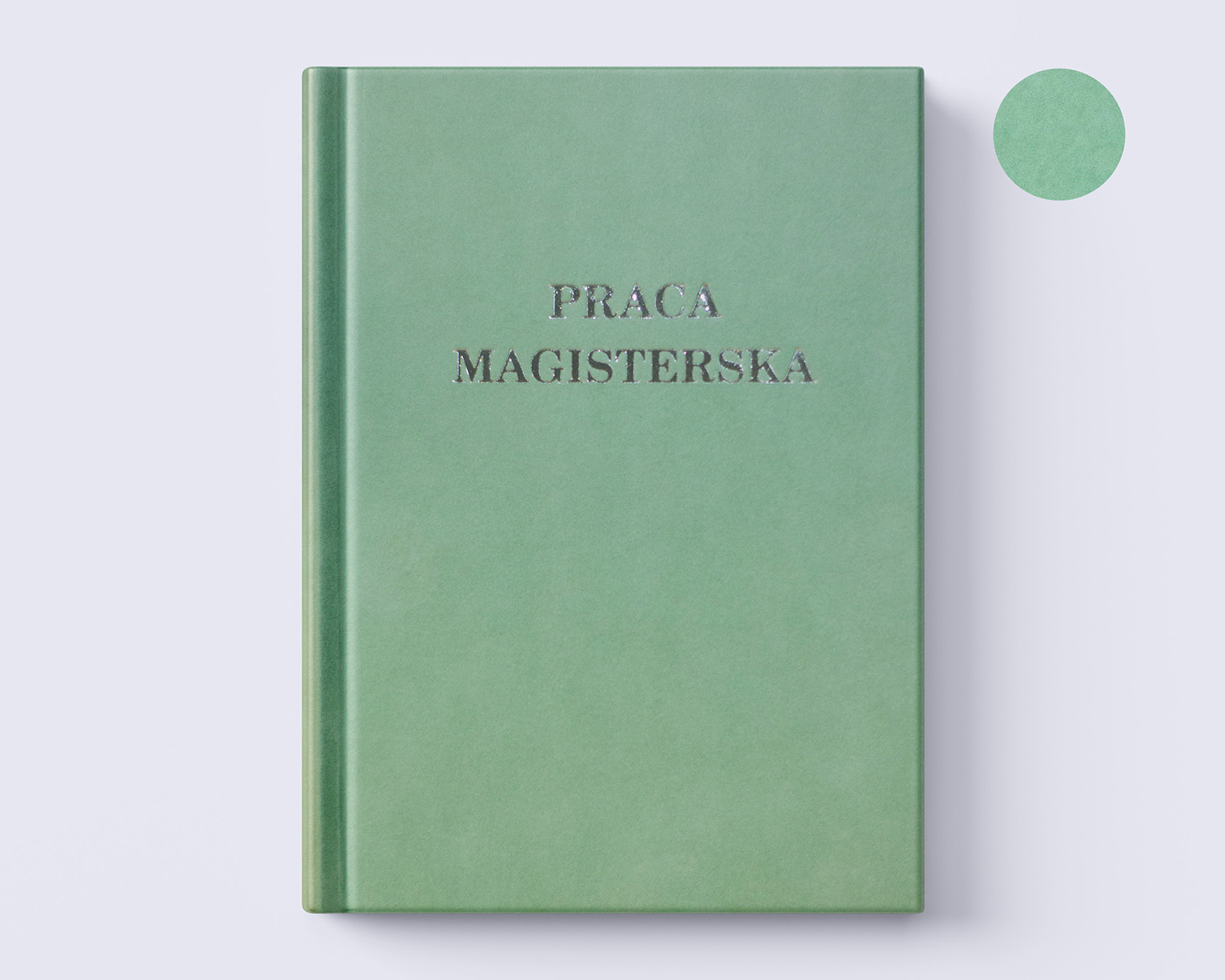 miętowa zamszowa oprawa prac dyplomowych front