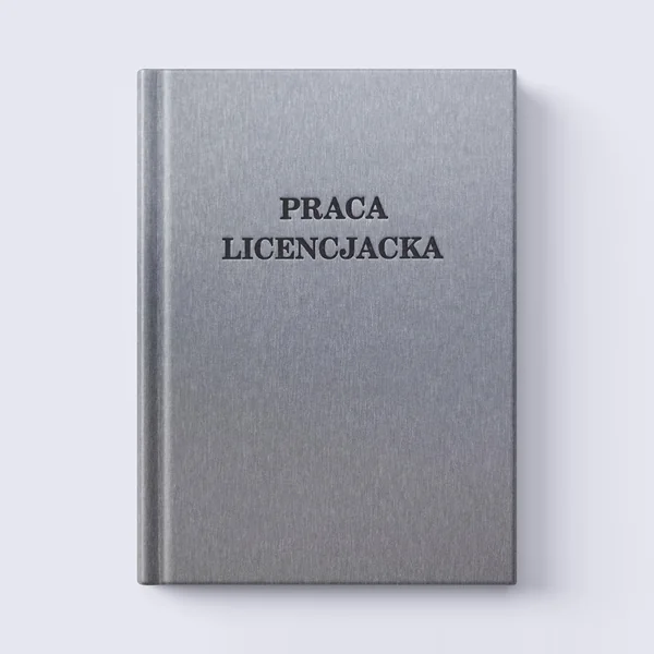 Metaliczna okładka pracy dyplomowej, widok z przodu