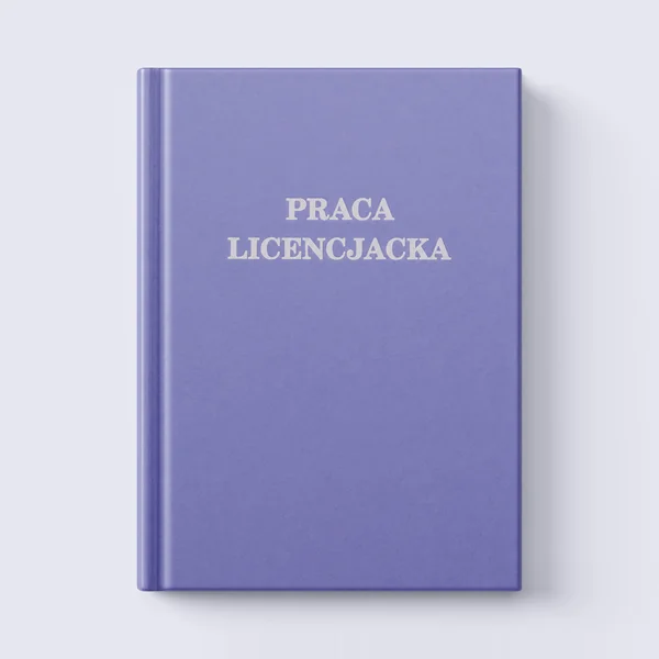 Niebieska okładka pracy dyplomowej, widok z przodu