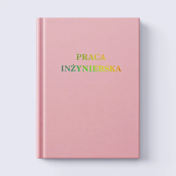 Pudrowy róż okładka pracy dyplomowej, widok z przodu