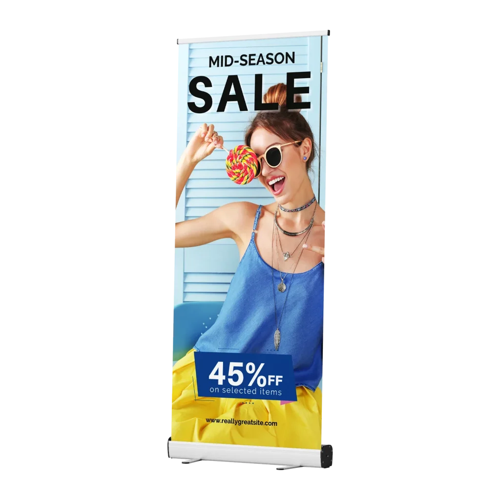 Roll-up reklamowy 85 × 200 cm z kolorowym wydrukiem