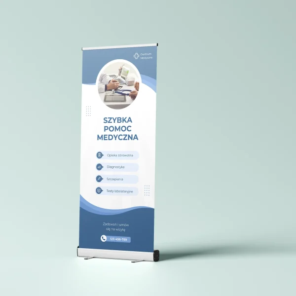 Roll-up reklamowy przychodni na jasnym tle